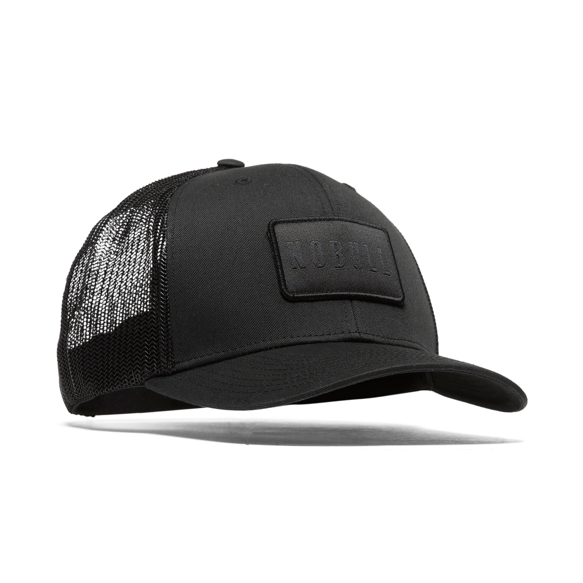 Black NOBULL Curved Brim Trucker Front Silhouette Angle