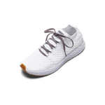 White Allday Knit Shoe with Elderberry Shoelaces.