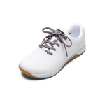White Outwork Shoe with Elderberry Shoelaces.