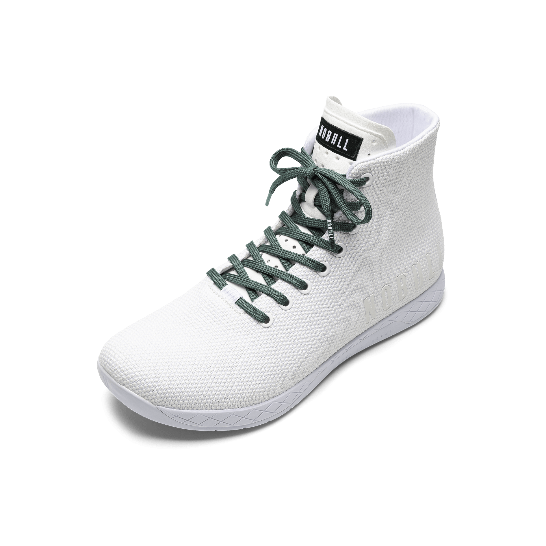 White Outwork High-Top with Silver Pine Shoelaces.