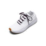 White Allday Knit Shoes with Blackberry Laces.