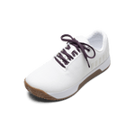 White Outwork Edge Shoes with Blackberry Laces.