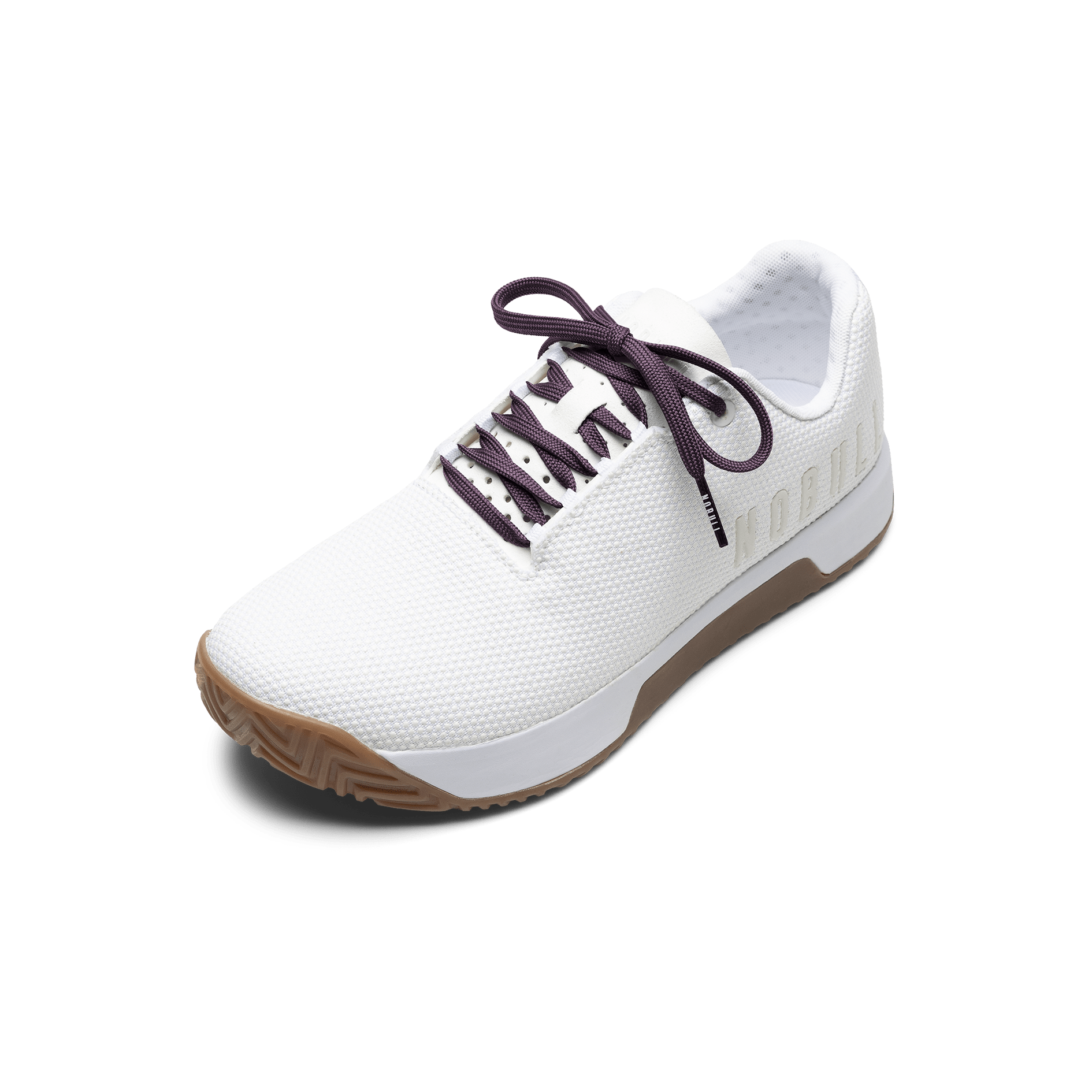 White Outwork Edge Shoes with Blackberry Laces.