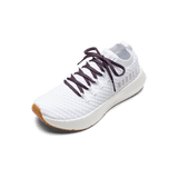 White Drive Knit Shoes with Blackberry Laces.