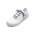 White Recs Canvas Shoe with Storm Cloud Shoelaces.