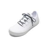 White Recs Canvas Shoe with Storm Cloud Shoelaces.