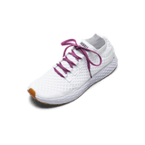 White Allday Knit Shoe with Vivid Fuchsia Shoelaces.