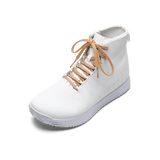 White Outwork Edge High-Top with Peach Shoelaces.