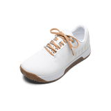 White Outwork Edge Shoe with Peach Shoelaces.