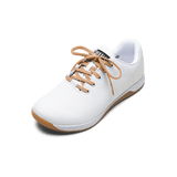 White Outwork Shoe with Peach Shoelaces.