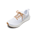 White Drive Mesh Shoe with Peach Shoelaces.