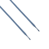 Pair of light blue shoelaces on a white background.