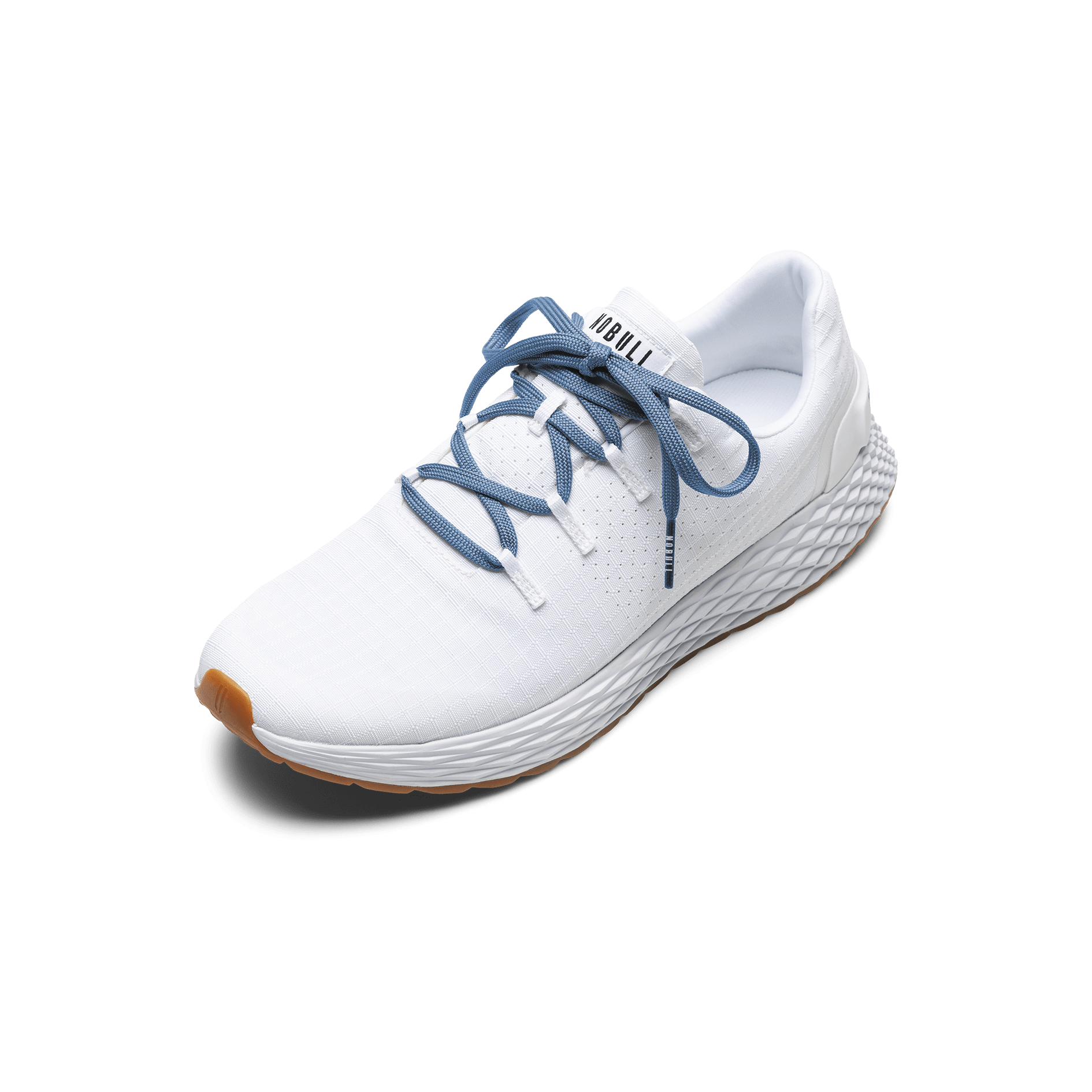 White Allday Ripstop Shoes with Light Blue Laces.