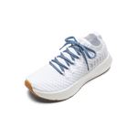 White Drive Knit Shoes with Light Blue Laces.
