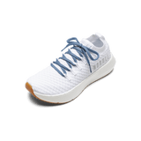 White Drive Knit Shoes with Light Blue Laces.