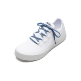 White Canvas Recs Shoes with Light Blue Laces.