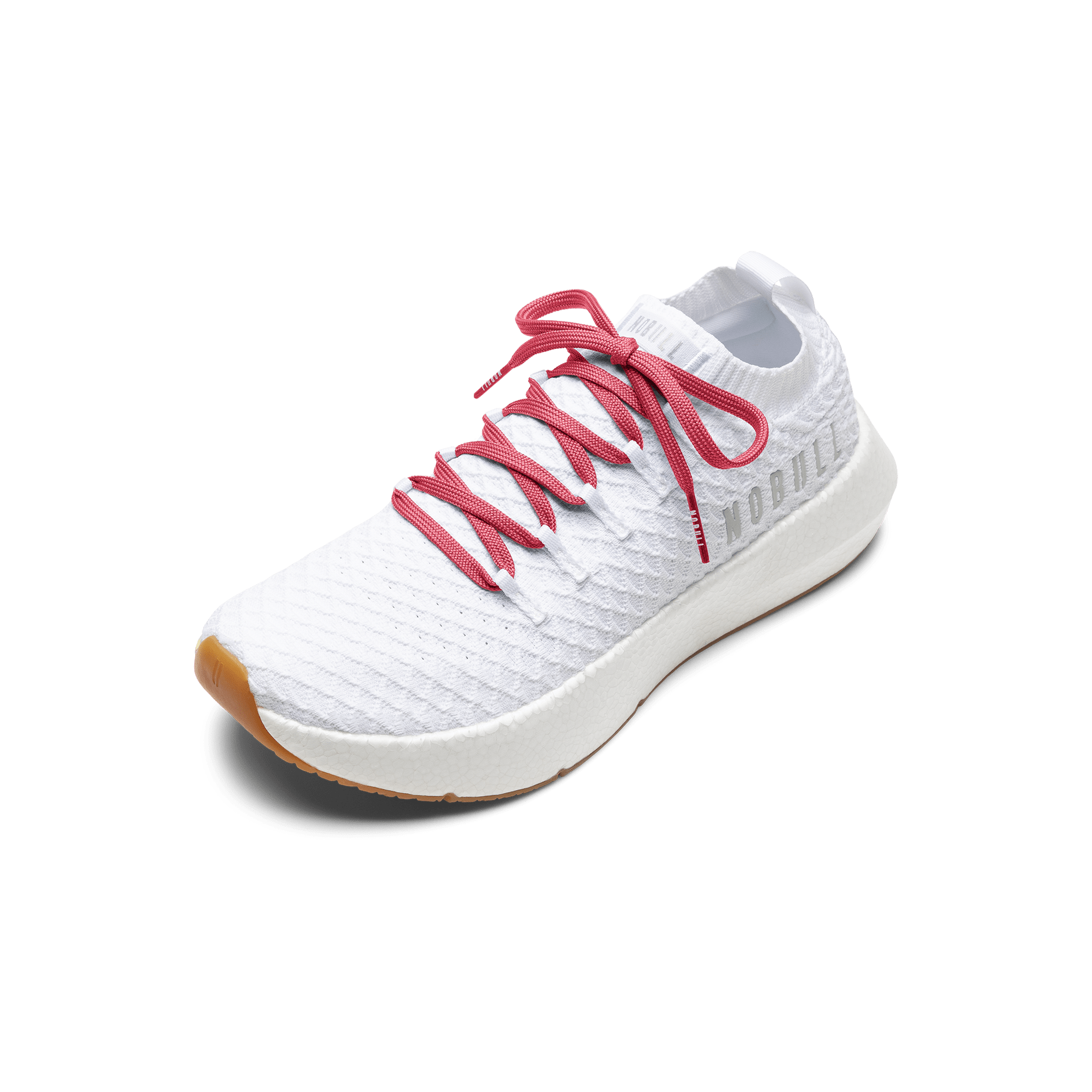 White Drive Knit Shoe with Hibiscus Shoelaces.