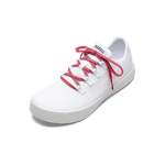 White Recs Canvas Shoe with Hibiscus Shoelaces.