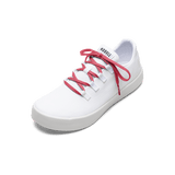 White Recs Canvas Shoe with Hibiscus Shoelaces.