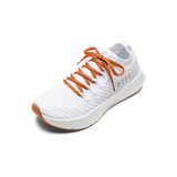 White Drive Knit Shoe with Scarlet Shoelaces.