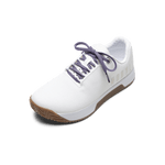 White Outwork Edge Shoe with Purple Shoelaces.