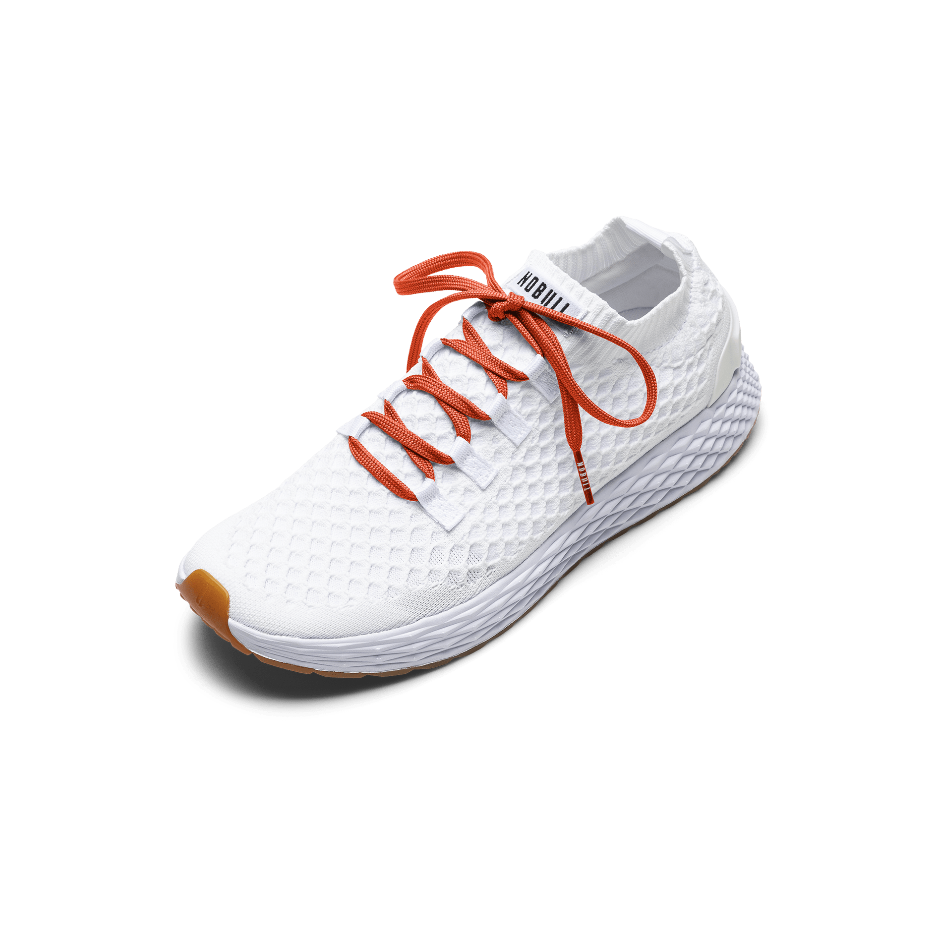 White Allday Knit Shoe with Sunset Shoelaces.
