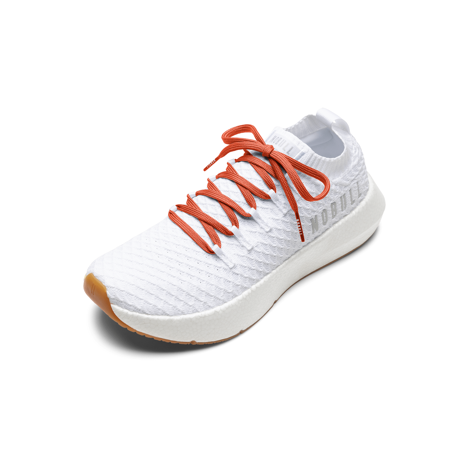 White Drive Knit Shoe with Sunset Shoelaces.