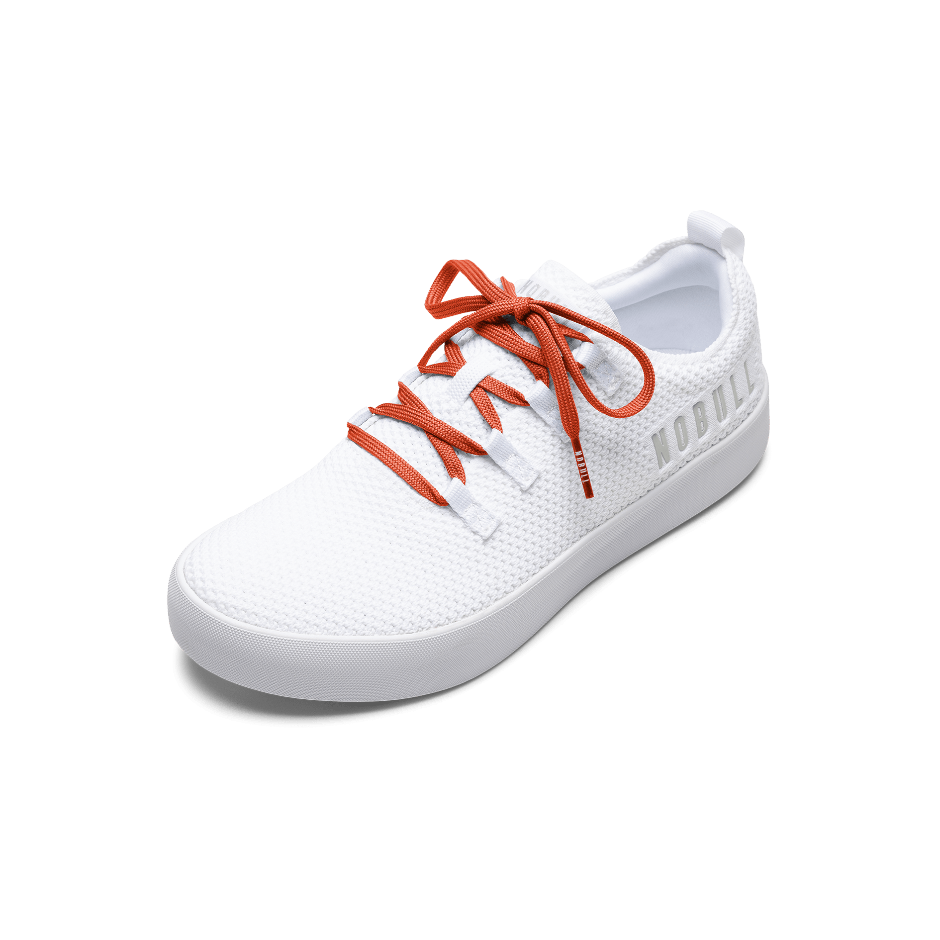 White Recs Knit Shoe with Sunset Shoelaces.