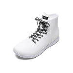 White Outwork High-Top Shoe with #IAMNOBULL Shoelaces.