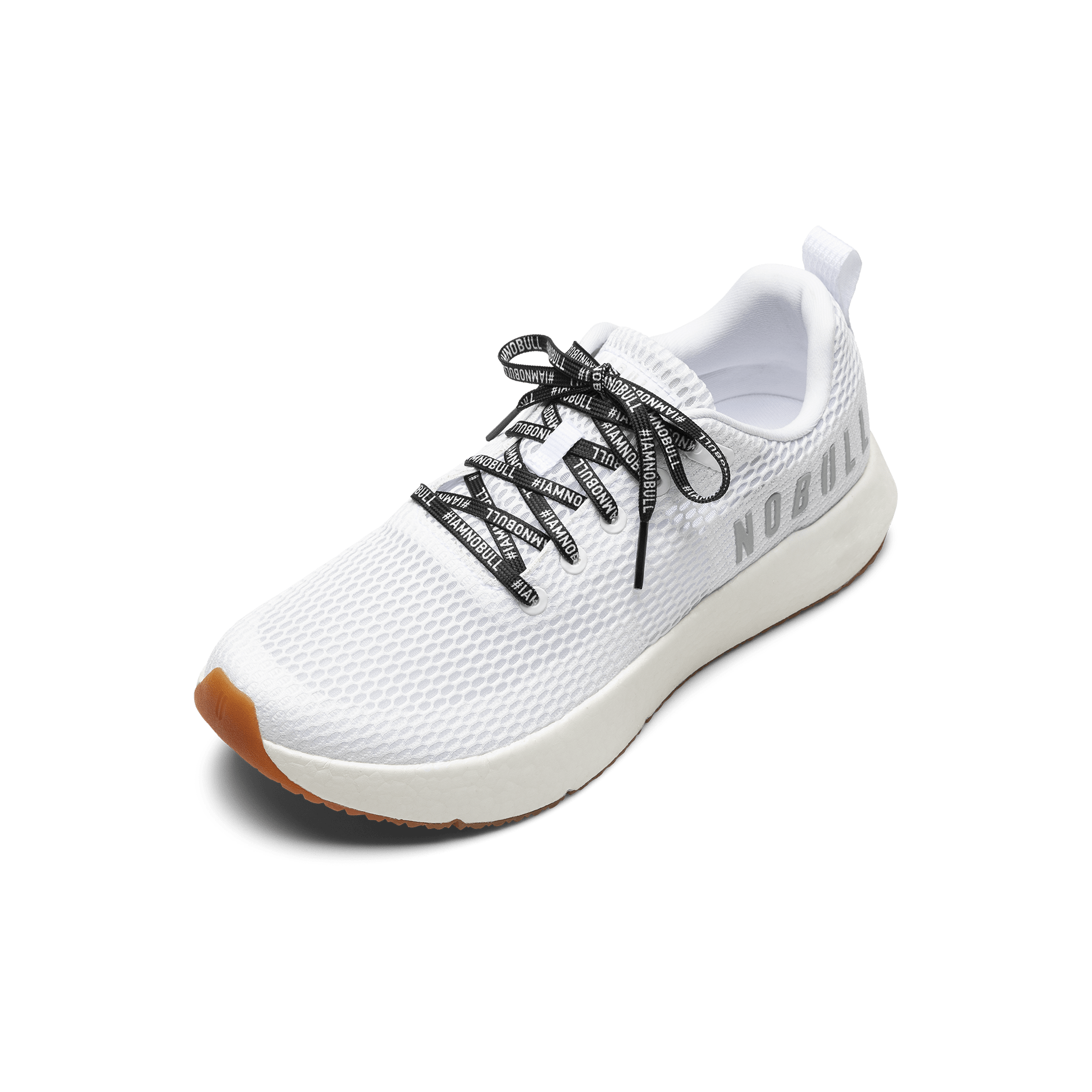 White Drive Mesh Shoe with #IAMNOBULL Shoelaces.