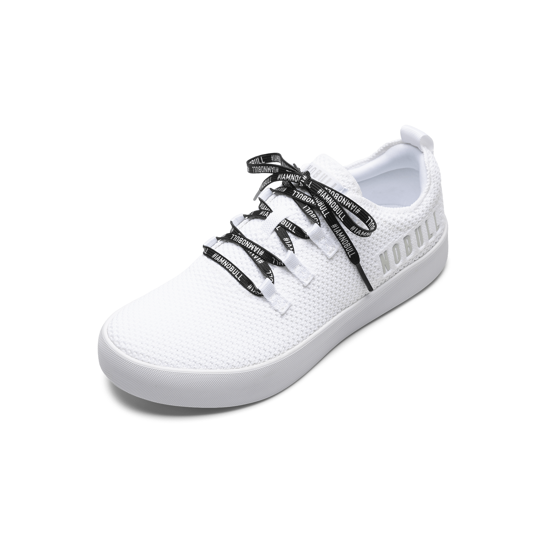 White Recs Knit Shoe with #IAMNOBULL Shoelaces.