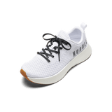 White Journey Shoe with Black Camo Laces.