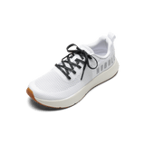 White Drive Mesh Shoe with Black Camo Laces.