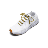 White Allday Knit Shoes with Ginger Laces.