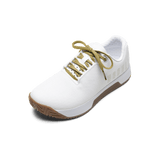 White Outwork Edge Shoes with Ginger Laces.