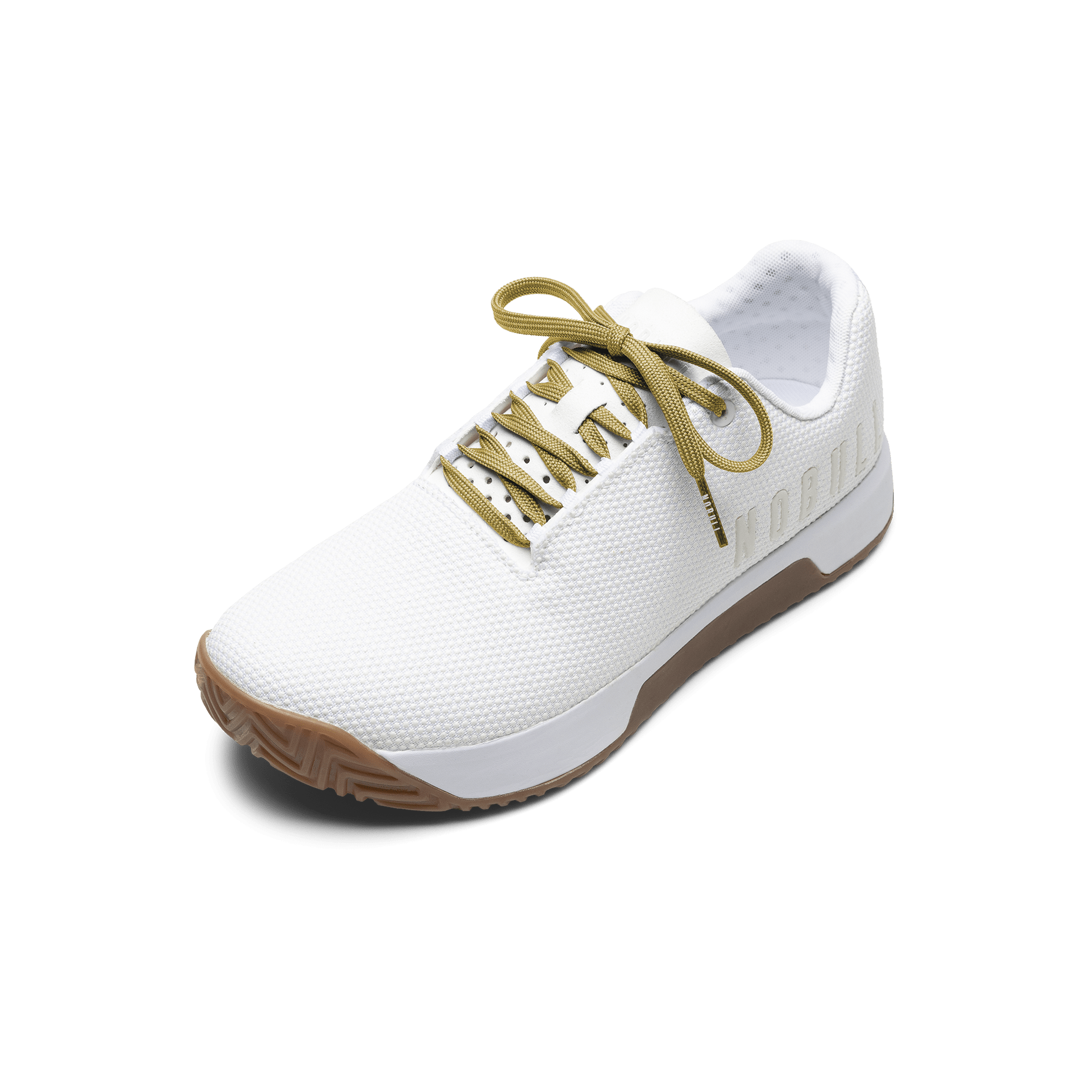 White Outwork Edge Shoes with Ginger Laces.