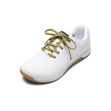 White Outwork Shoes with Ginger Laces.