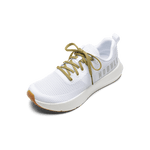White Drive Mesh Shoes with Ginger Laces.