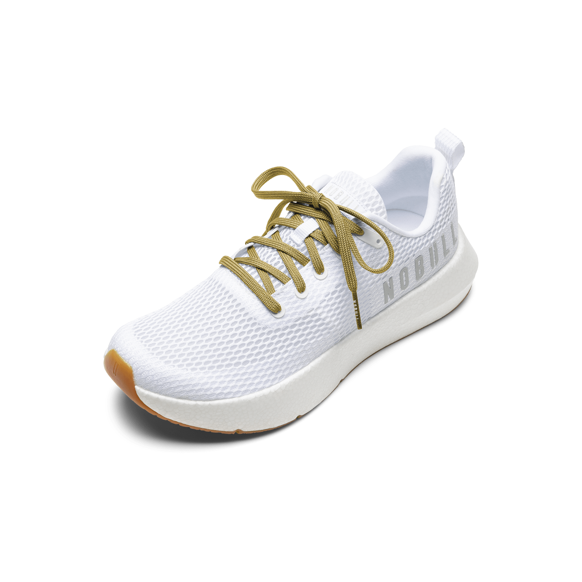 White Drive Mesh Shoes with Ginger Laces.