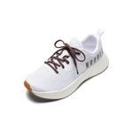 White Journey Shoe with Dark Maroon Shoelaces.