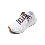 White Drive Knit Shoe with Dark Maroon Shoelaces.