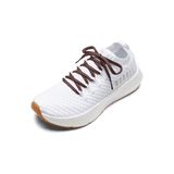 White Drive Knit Shoe with Dark Maroon Shoelaces.