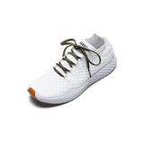 White Allday Knit Shoe with Tactical Green Shoelaces.