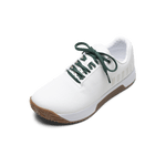 White Outwork Edge Shoe with Dark Aqua Shoelaces.
