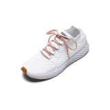White Allday Knit Shoe with Sunrise Shoelaces.