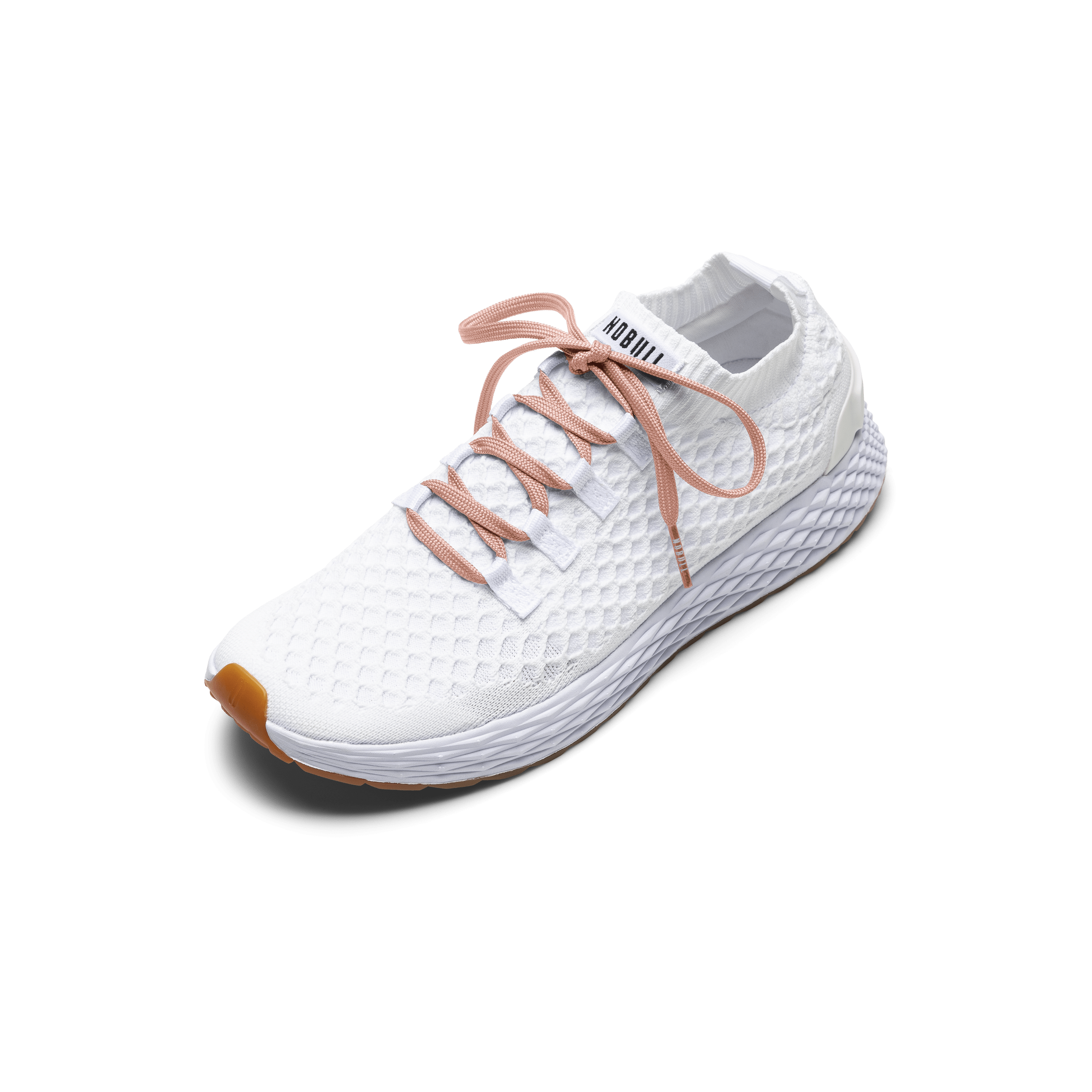 White Allday Knit Shoe with Sunrise Shoelaces.