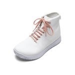 White Outwork Edge High-Top Shoe with Sunrise Shoelaces.