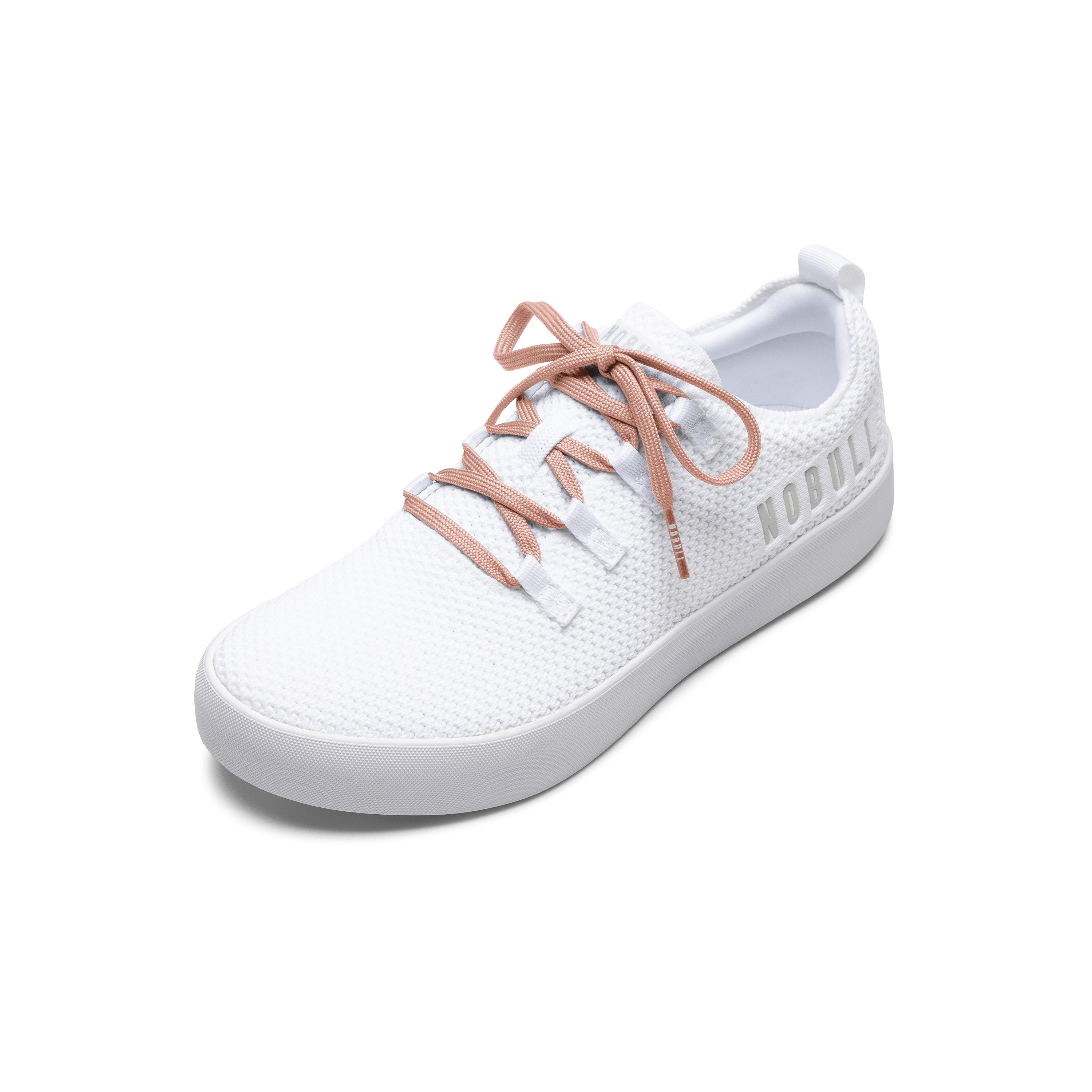 White Recs Knit Shoe with Sunrise Shoelaces.