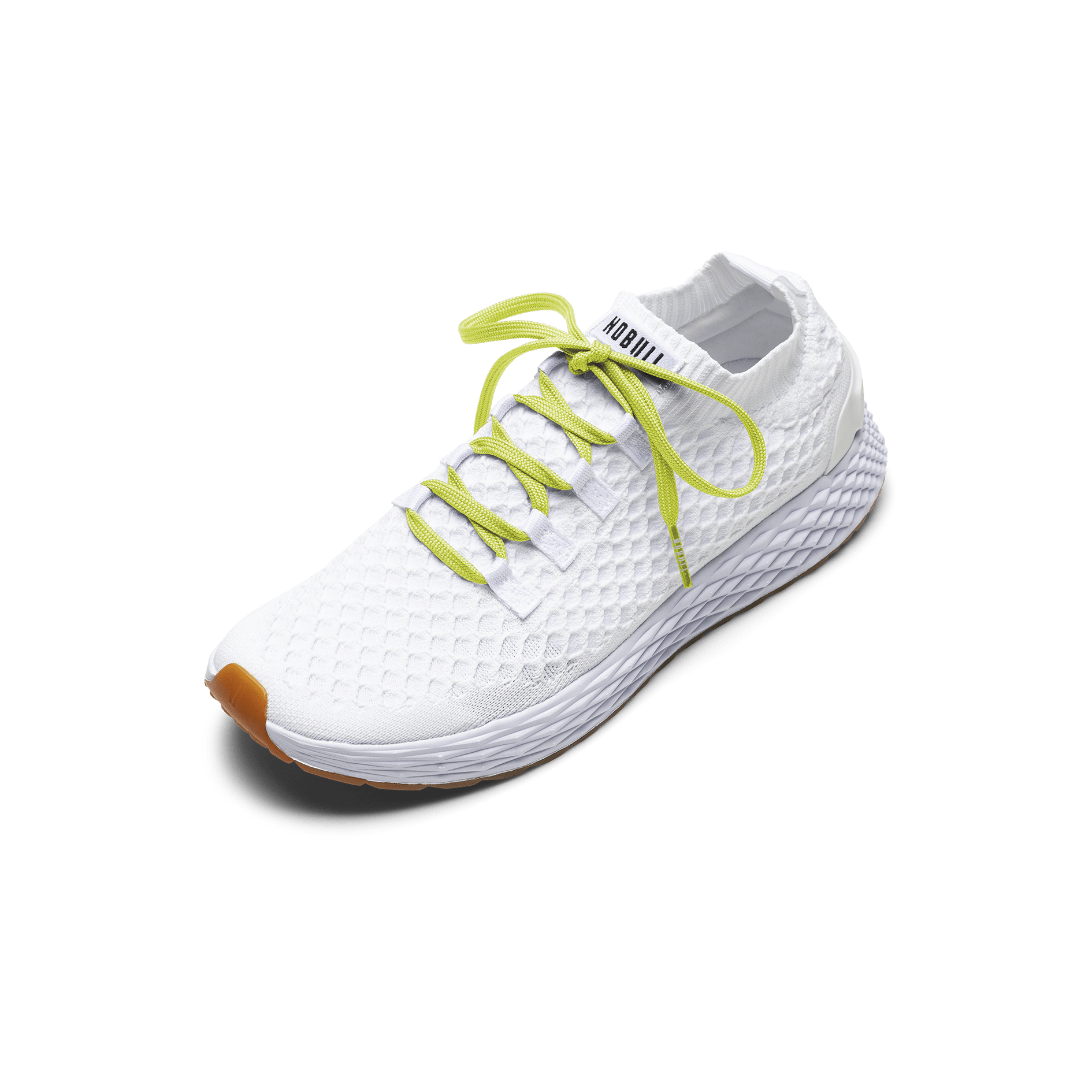White Allday Knit Shoe with Zest Shoelaces.