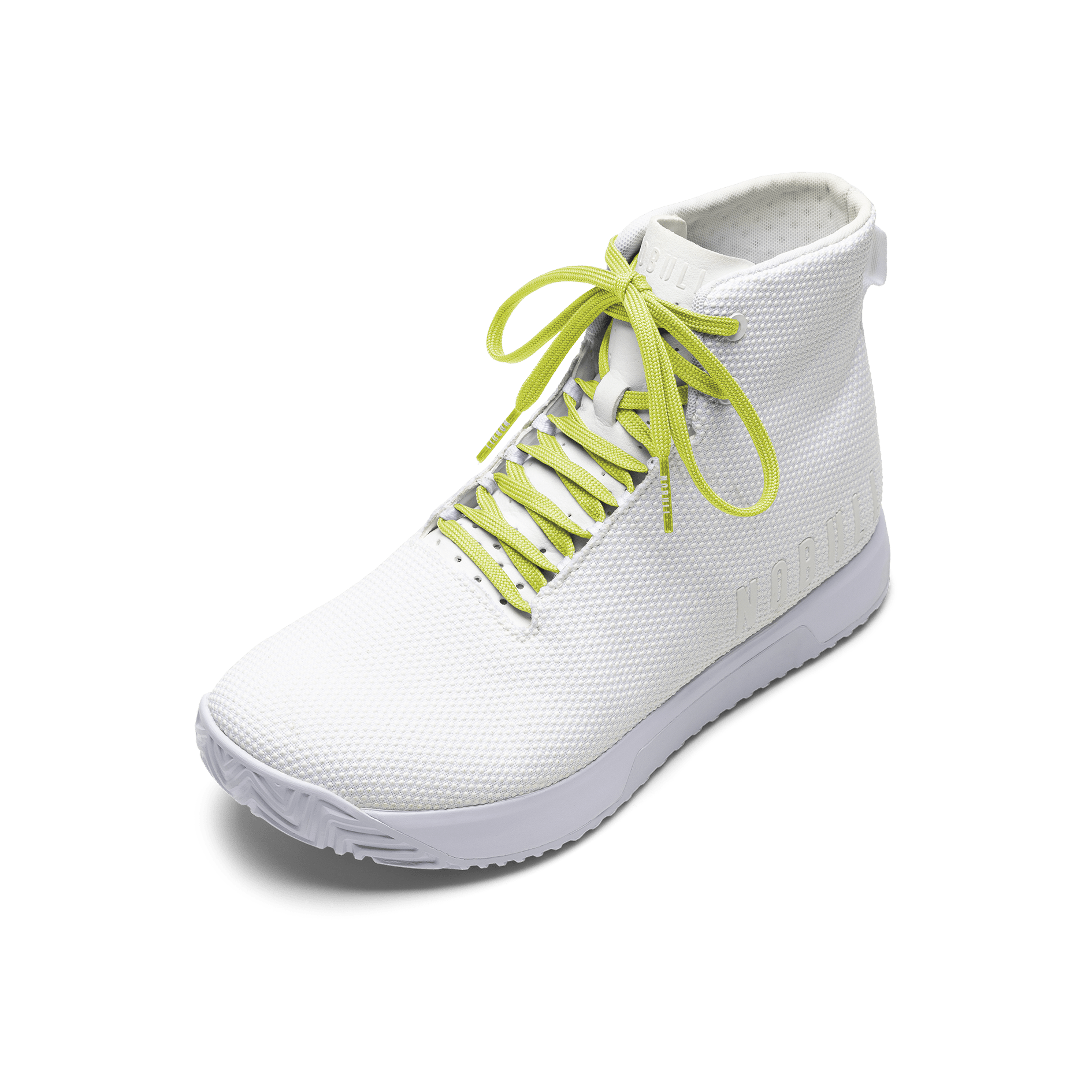White Outwork Edge High-Top Shoe with Zest Shoelaces.
